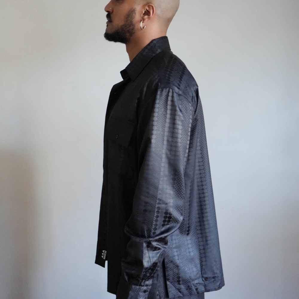 Marche Rue Dix Gamble Noir Satin Jacquard Shirt/Pants - Picture 7 of 15